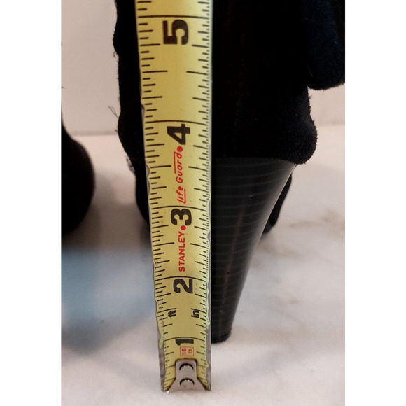 Apt. 9 Women's Black Faux Suede Mid-Calf Cone Heel Boots, Buckle Accents Size 7M - Picture 8 of 10